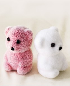 Tekli Sert Peluş Ayıcık (Pembe - Beyaz)